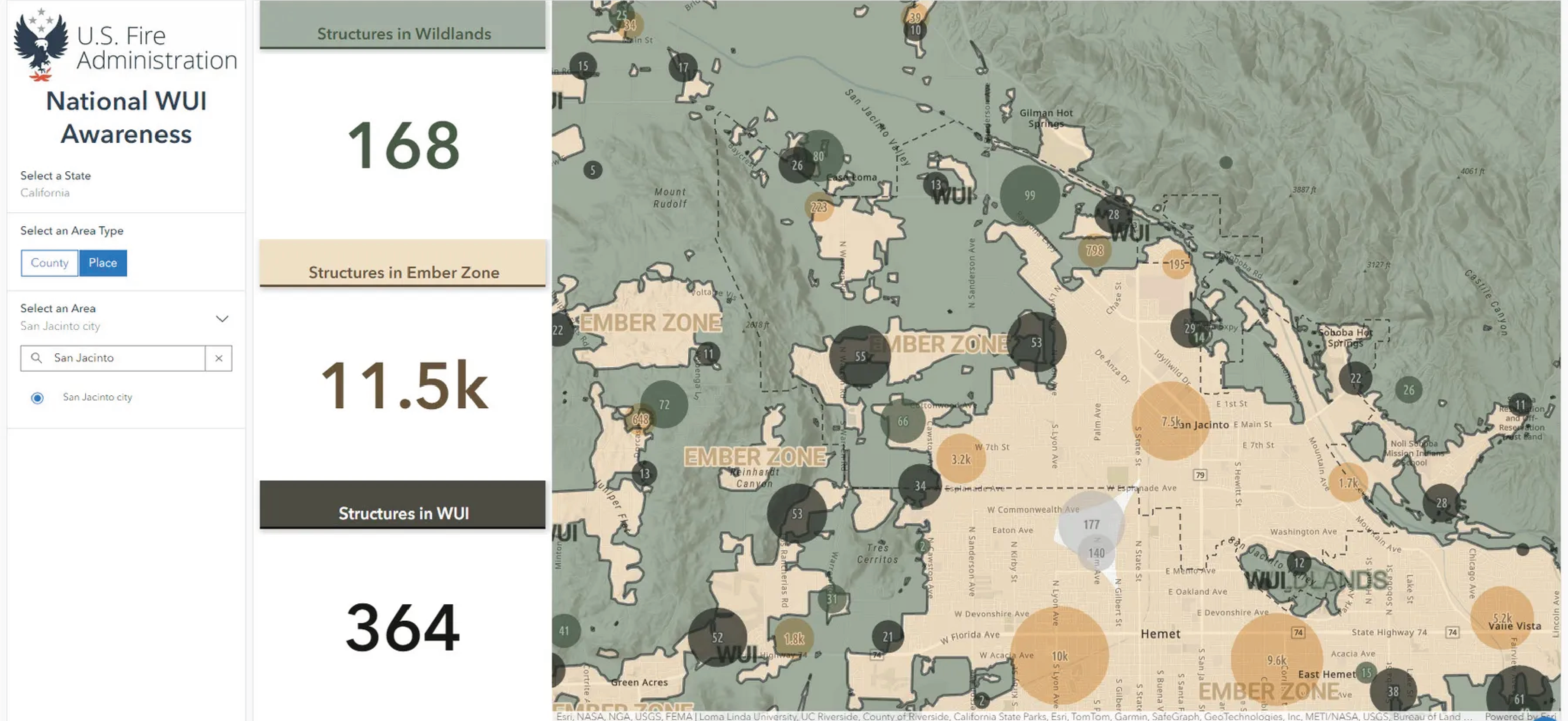 Image of U.S. Fire Administration's WUI Fire Community Awareness Explorer tool.